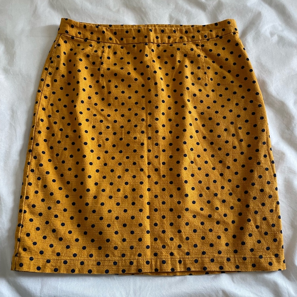 GAP Yellow & Black Polkadot Pencil Skirt
